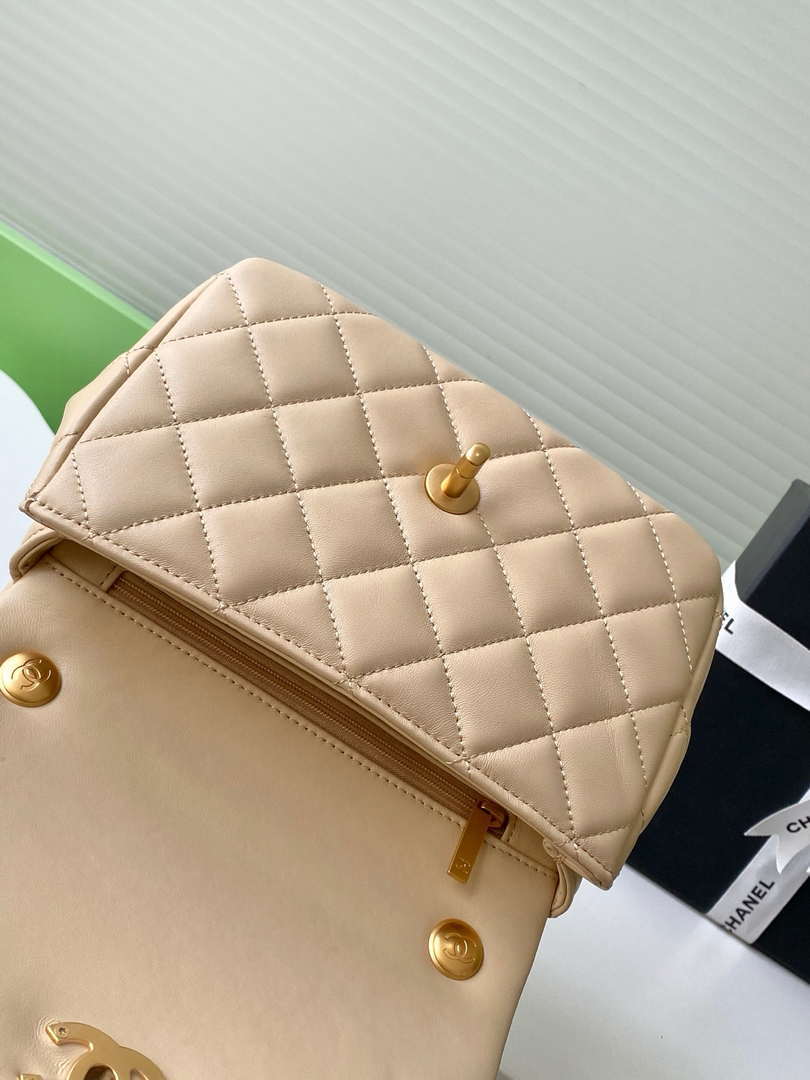 Chanel AS5253 Mini Flap Handbag Lambskin Apricot