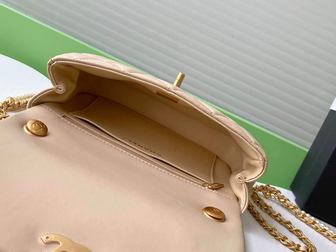 Chanel AS5253 Mini Flap Handbag Lambskin Apricot