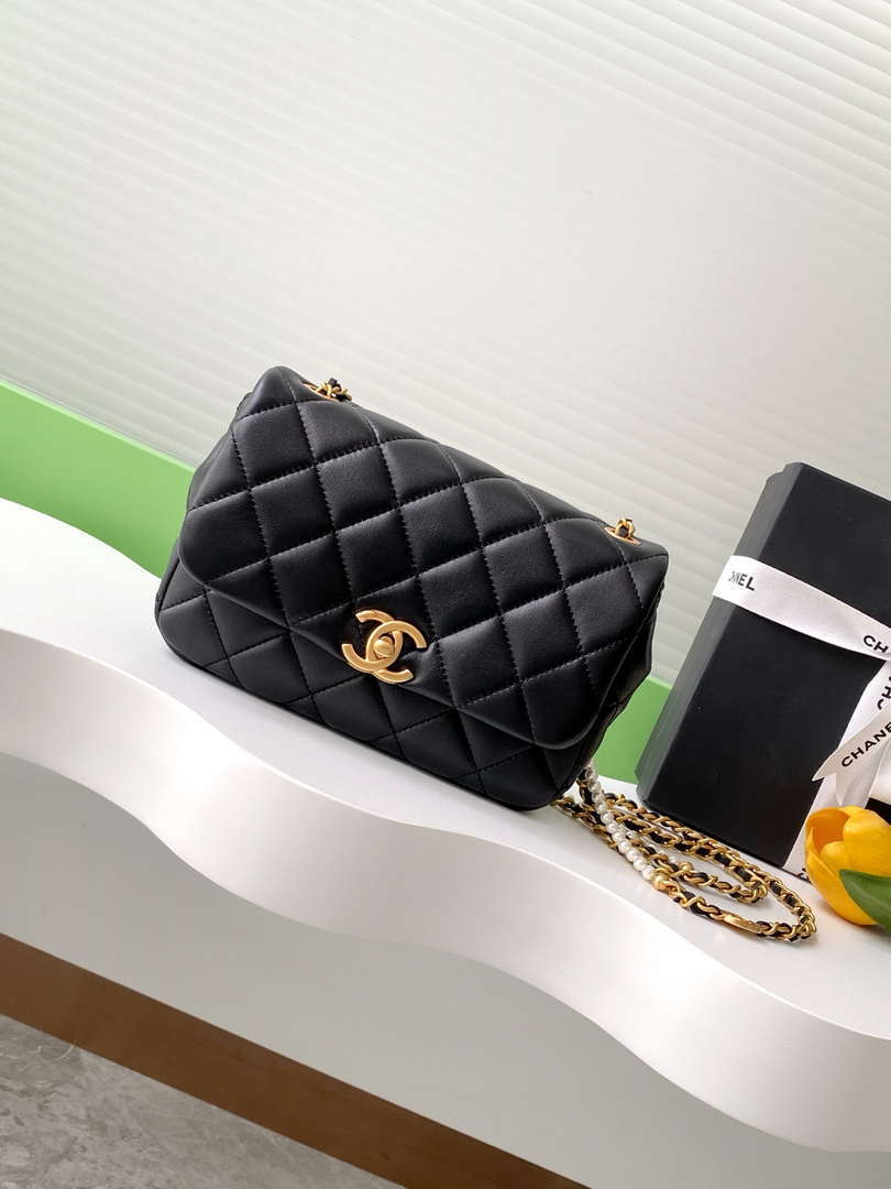 Chanel AS5253 Mini Flap Handbag Lambskin Black - Default Title - View 1