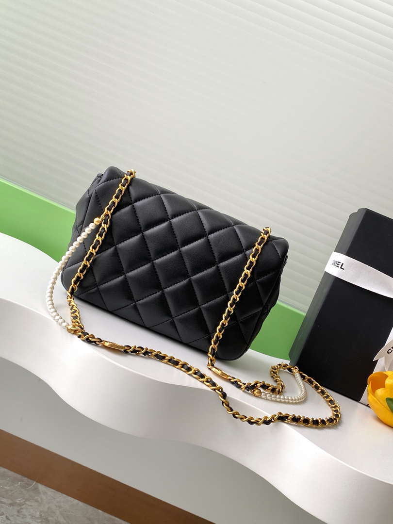 Chanel AS5253 Mini Flap Handbag Lambskin Black