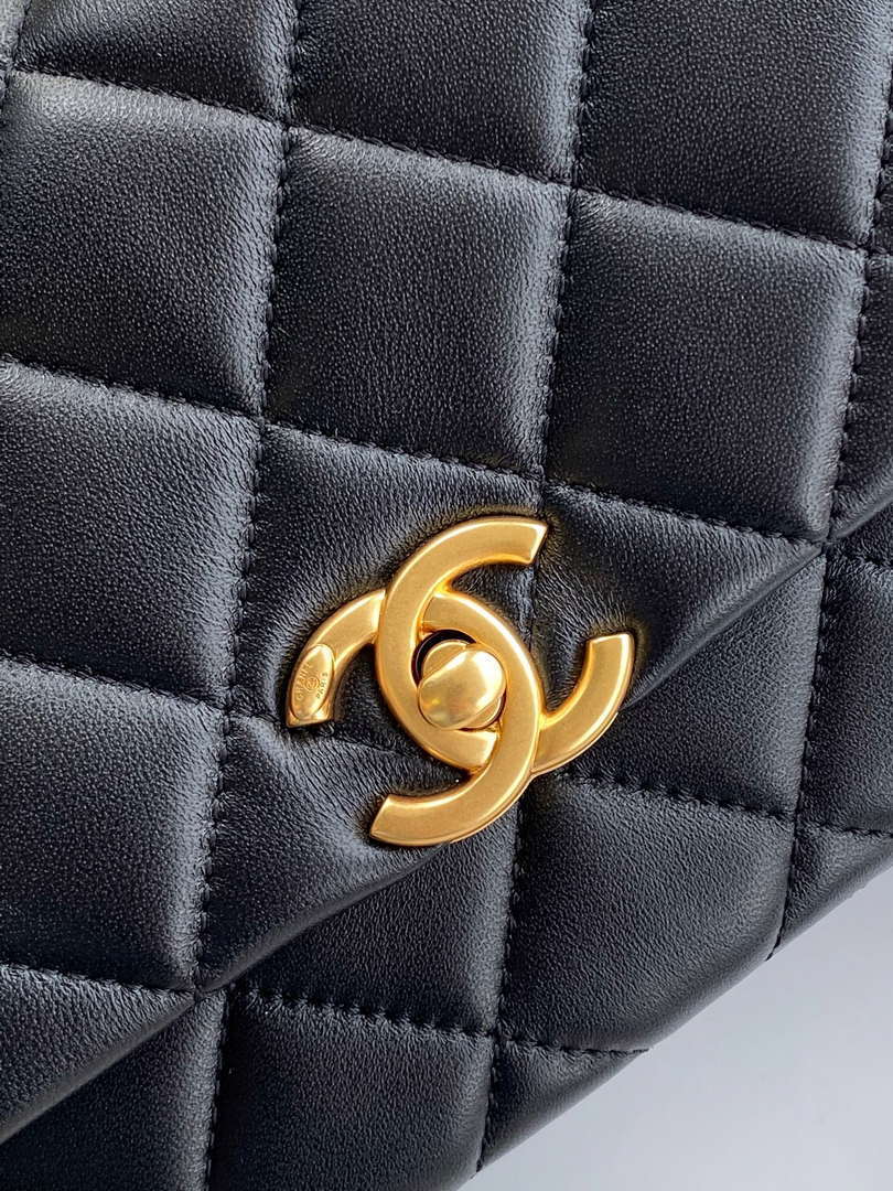 Chanel AS5253 Mini Flap Handbag Lambskin Black