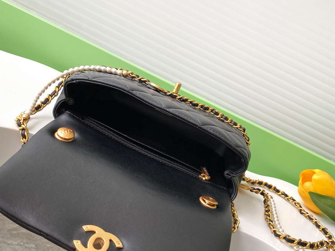Chanel AS5253 Mini Flap Handbag Lambskin Black