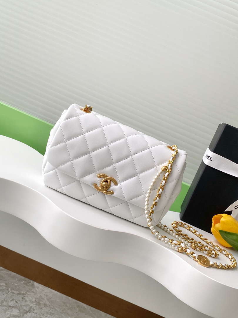 Chanel AS5253 Mini Flap Handbag Lambskin White - Default Title - View 1