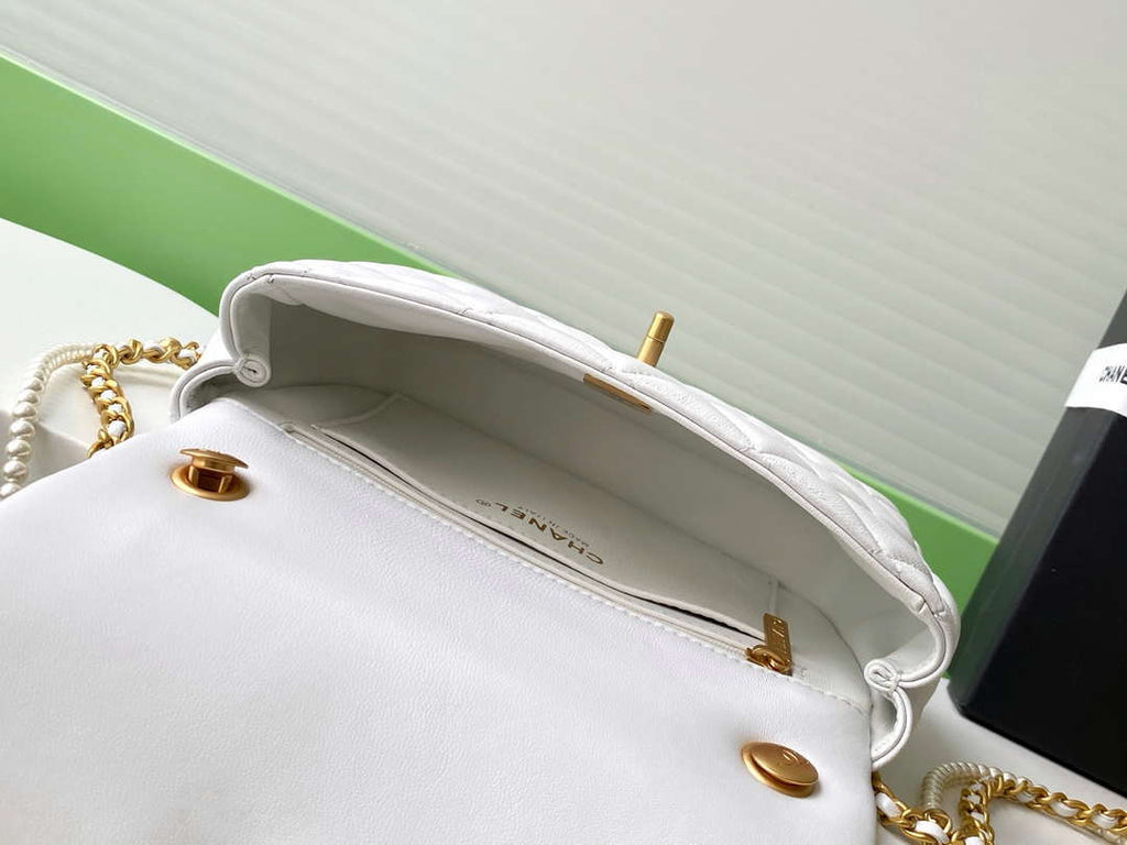 Chanel AS5253 Mini Flap Handbag Lambskin White