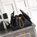Chanel AS5631 Mini Hobo Tweed & Gold-Tone Metal Black
