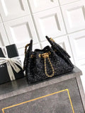 Chanel AS5631 Mini Hobo Tweed & Gold-Tone Metal Black