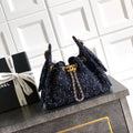 Chanel AS5631 Mini Hobo Tweed & Gold-Tone Metal dark Blue