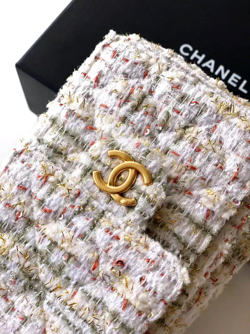 Chanel AS5631 Mini Hobo Tweed & Gold-Tone Metal Beige