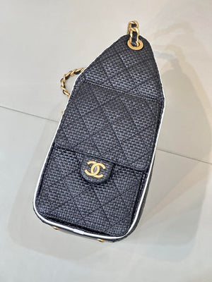 Chanel AS5293 Small Hobo Bag Braided Raffia Calfskin & Gold-Tone Black - Default Title - View 5