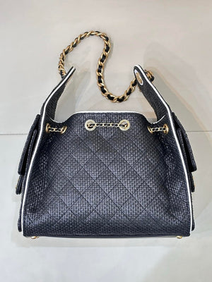 Chanel AS5293 Small Hobo Bag Braided Raffia Calfskin & Gold-Tone Black - Default Title - View 6