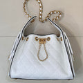 Chanel AS5293 Small Hobo Bag Braided Raffia Calfskin & Gold-Tone White - Default Title - View 1