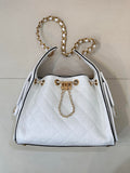 Chanel AS5293 Small Hobo Bag Braided Raffia Calfskin & Gold-Tone White
