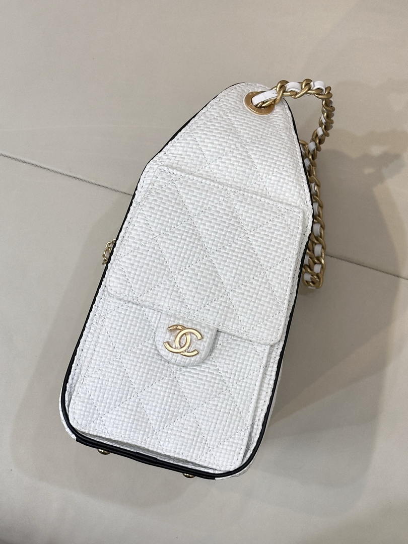 Chanel AS5293 Small Hobo Bag Braided Raffia Calfskin & Gold-Tone White
