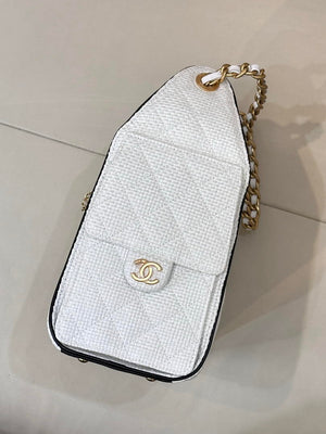 Chanel AS5293 Small Hobo Bag Braided Raffia Calfskin & Gold-Tone White - Default Title - View 6