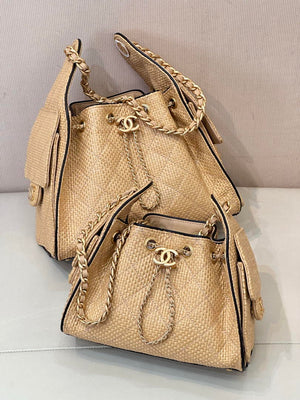 Chanel AS5293 Small Hobo Bag Braided Raffia Calfskin & Gold-Tone Beige & Black - Default Title - View 4