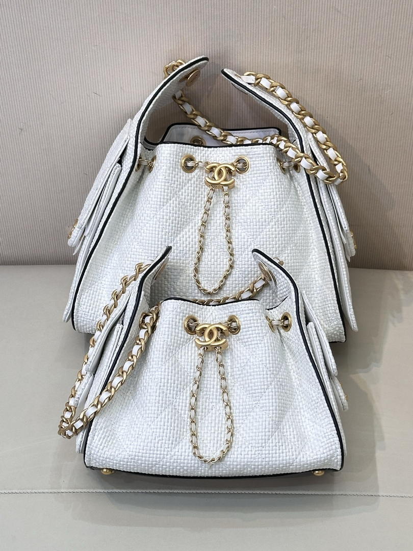 Chanel AS5293 Small Hobo Bag Braided Raffia Calfskin & Gold-Tone White - Default Title - View 10