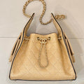 Chanel AS5293 Small Hobo Bag Braided Raffia Calfskin & Gold-Tone Beige & Black - Default Title - View 1