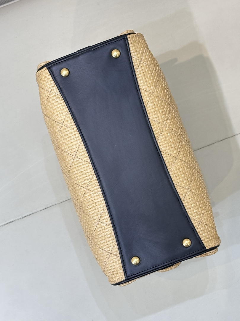 Chanel AS5293 Small Hobo Bag Braided Raffia Calfskin & Gold-Tone Beige & Black