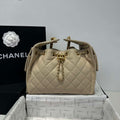 Chanel AS5293 Small Hobo Calfskin & Gold-Tone Metal Apricot