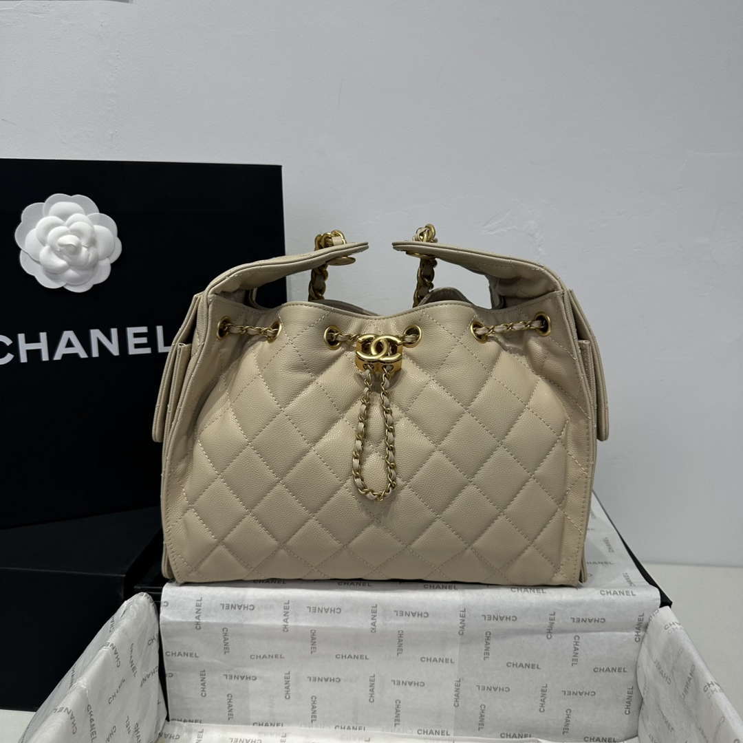 Chanel AS5293 Small Hobo Calfskin & Gold-Tone Metal Apricot
