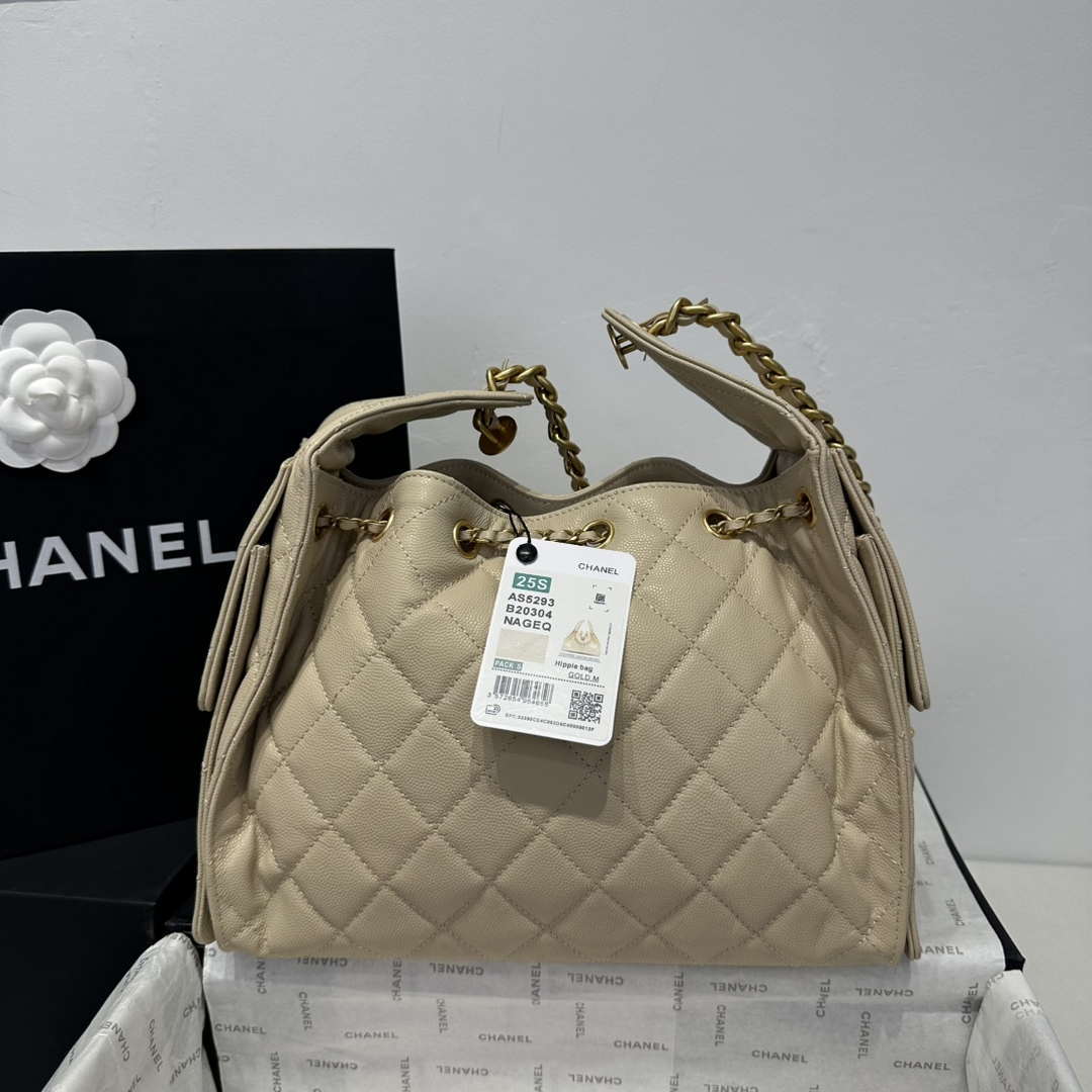 Chanel AS5293 Small Hobo Calfskin & Gold-Tone Metal Apricot - Default Title - View 3