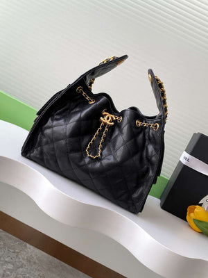 Chanel AS5293 Small Hobo Calfskin & Gold-Tone Metal Black - Default Title - View 1