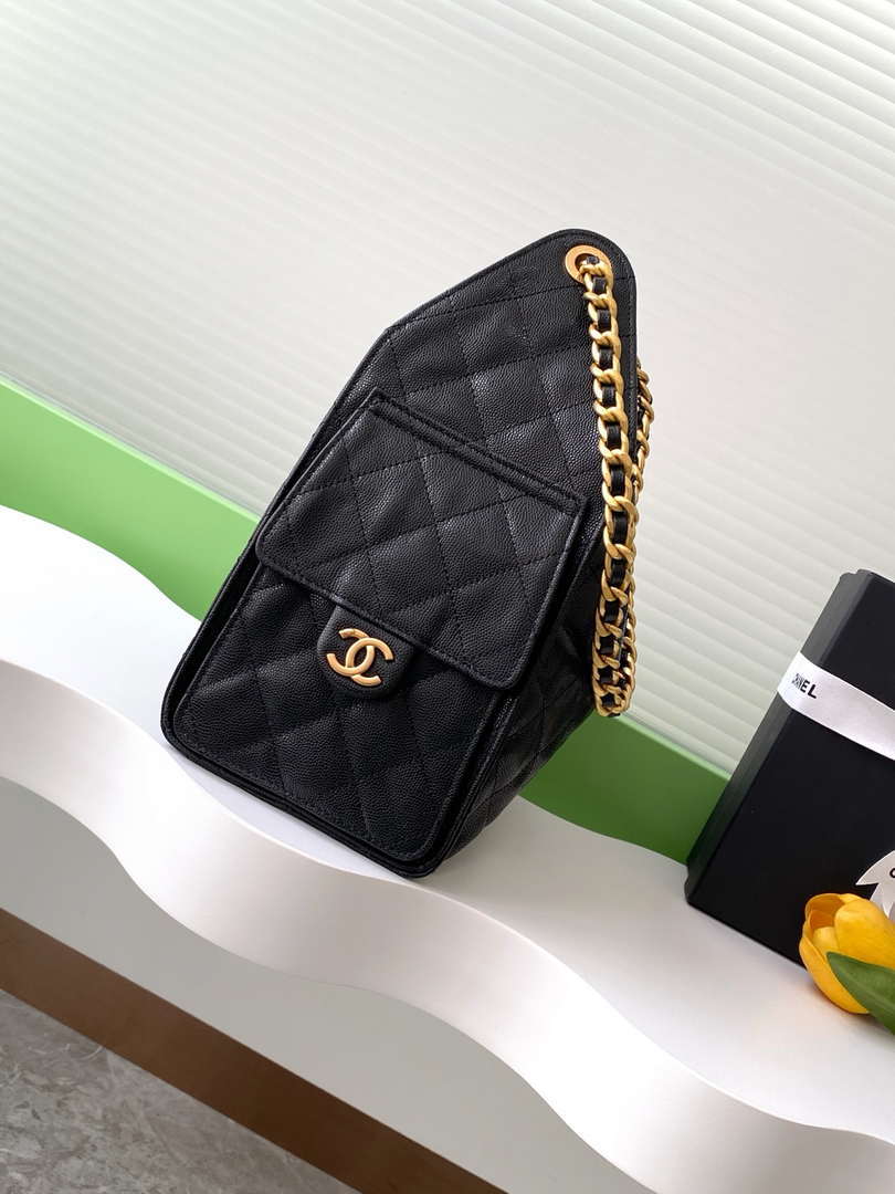Chanel AS5293 Small Hobo Calfskin & Gold-Tone Metal Black