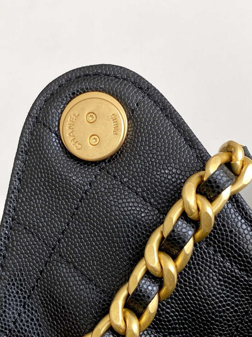 Chanel AS5293 Small Hobo Calfskin & Gold-Tone Metal Black
