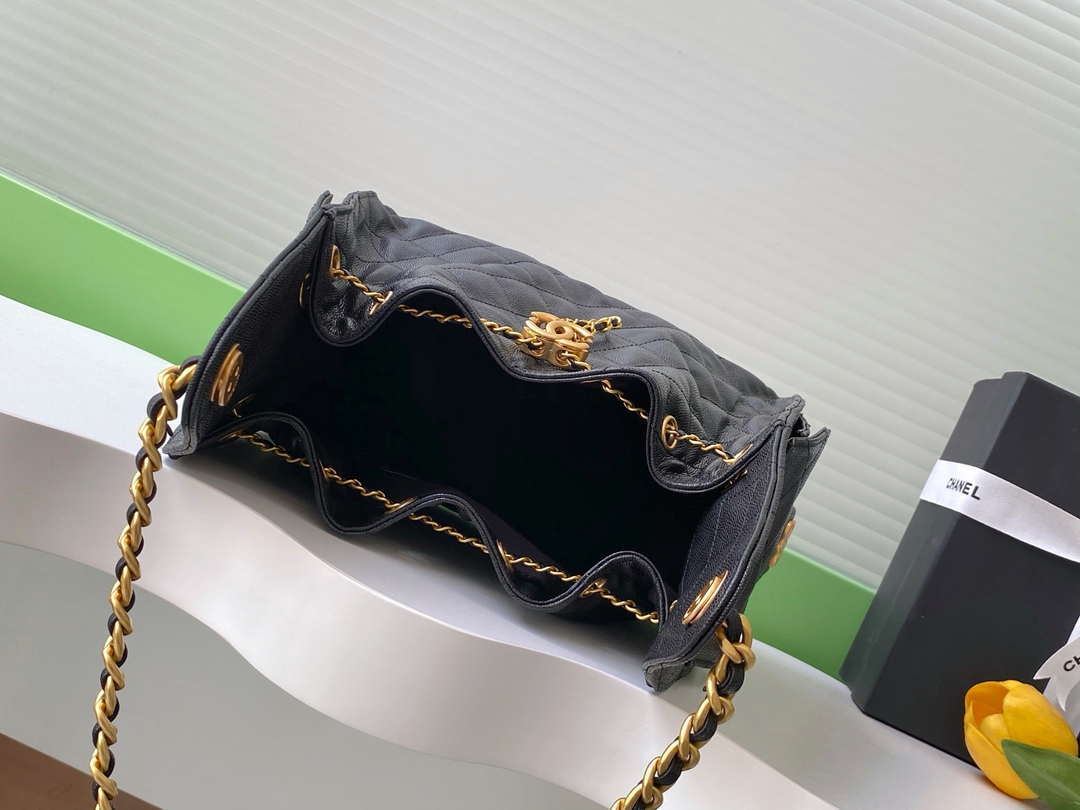 Chanel AS5293 Small Hobo Calfskin & Gold-Tone Metal Black - Default Title - View 8