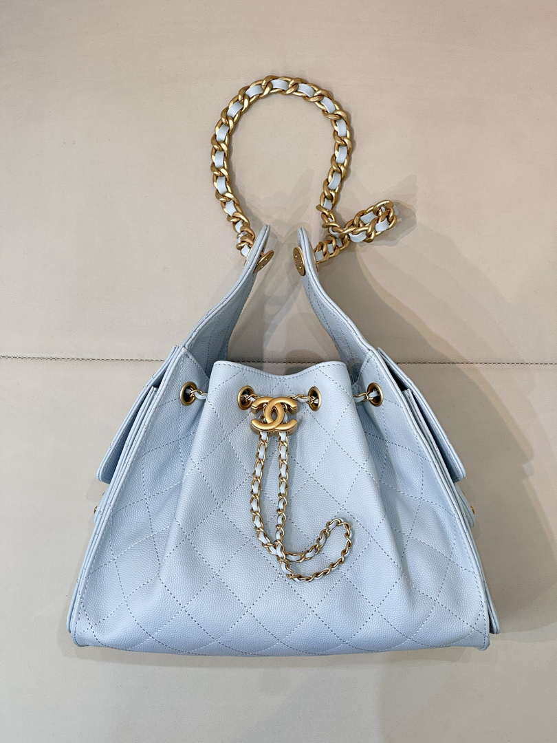 Chanel AS5293 Small Hobo Calfskin & Gold-Tone Metal Blue - Default Title - View 1