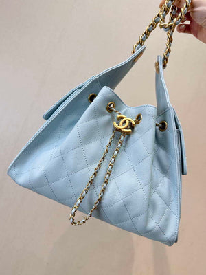 Chanel AS5293 Small Hobo Calfskin & Gold-Tone Metal Blue - Default Title - View 3