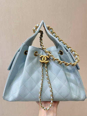 Chanel AS5293 Small Hobo Calfskin & Gold-Tone Metal Blue - Default Title - View 5