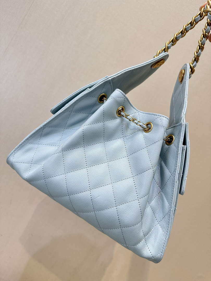 Chanel AS5293 Small Hobo Calfskin & Gold-Tone Metal Blue - Default Title - View 6