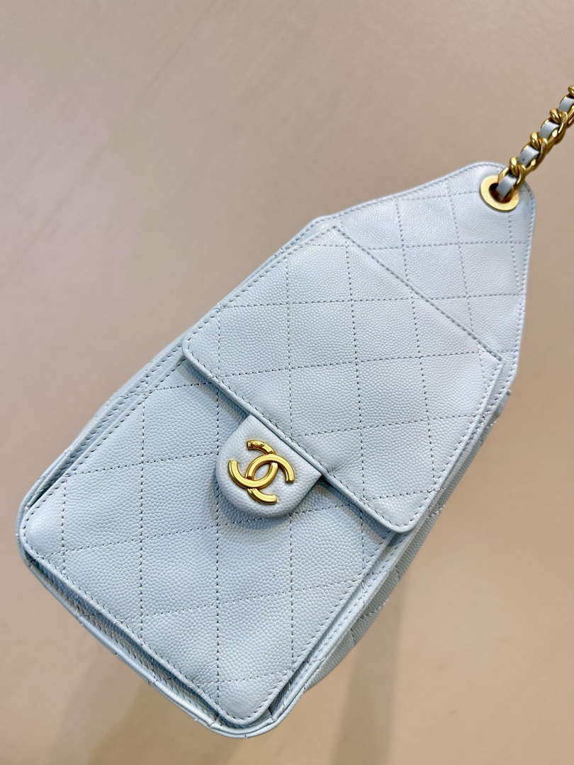 Chanel AS5293 Small Hobo Calfskin & Gold-Tone Metal Blue - Default Title - View 9
