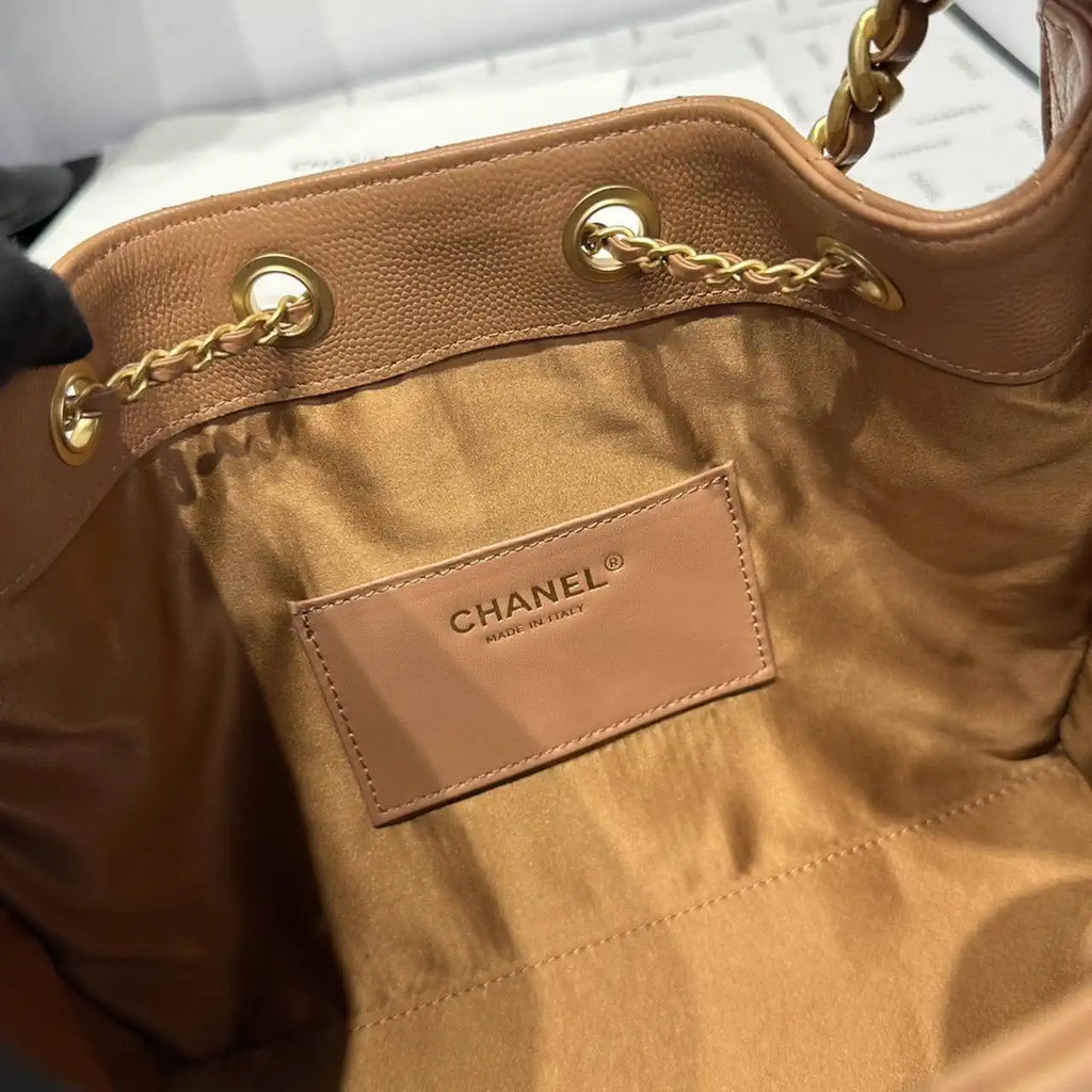Chanel AS5293 Small Hobo Calfskin & Gold-Tone Metal Brown