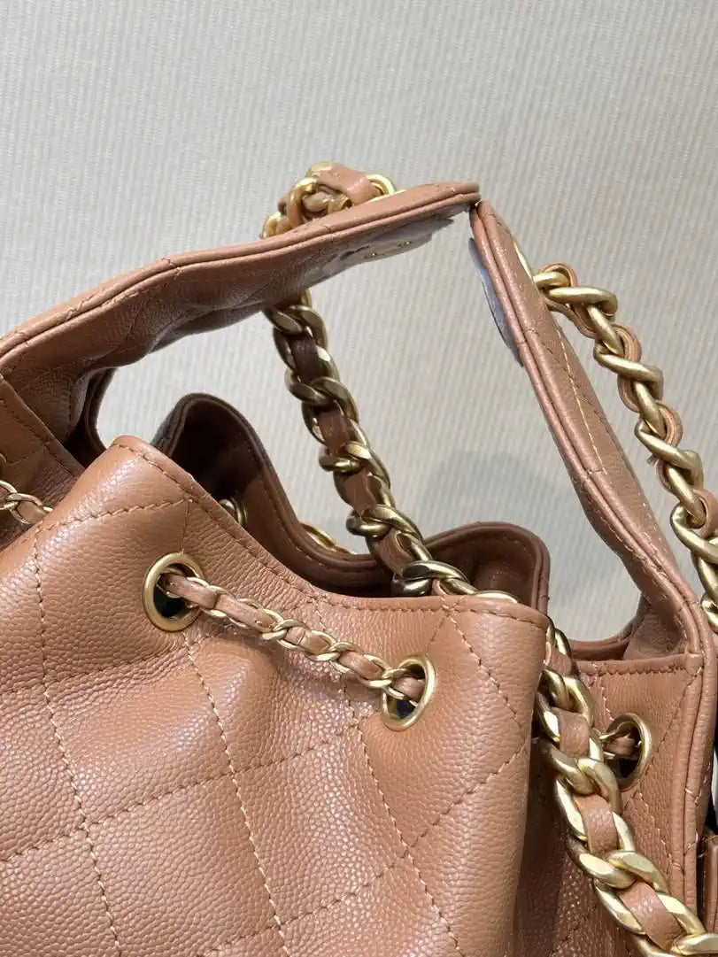 Chanel AS5293 Small Hobo Calfskin & Gold-Tone Metal Brown