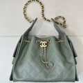Chanel AS5293 Small Hobo Calfskin & Gold-Tone Metal Dark Green