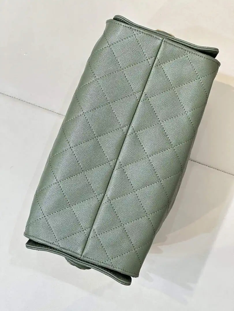 Chanel AS5293 Small Hobo Calfskin & Gold-Tone Metal Dark Green