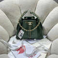 Chanel AS5293 Small Hobo Calfskin & Gold-Tone Metal Deep Green