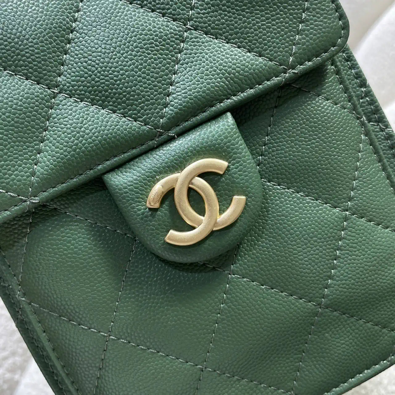 Chanel AS5293 Small Hobo Calfskin & Gold-Tone Metal Deep Green