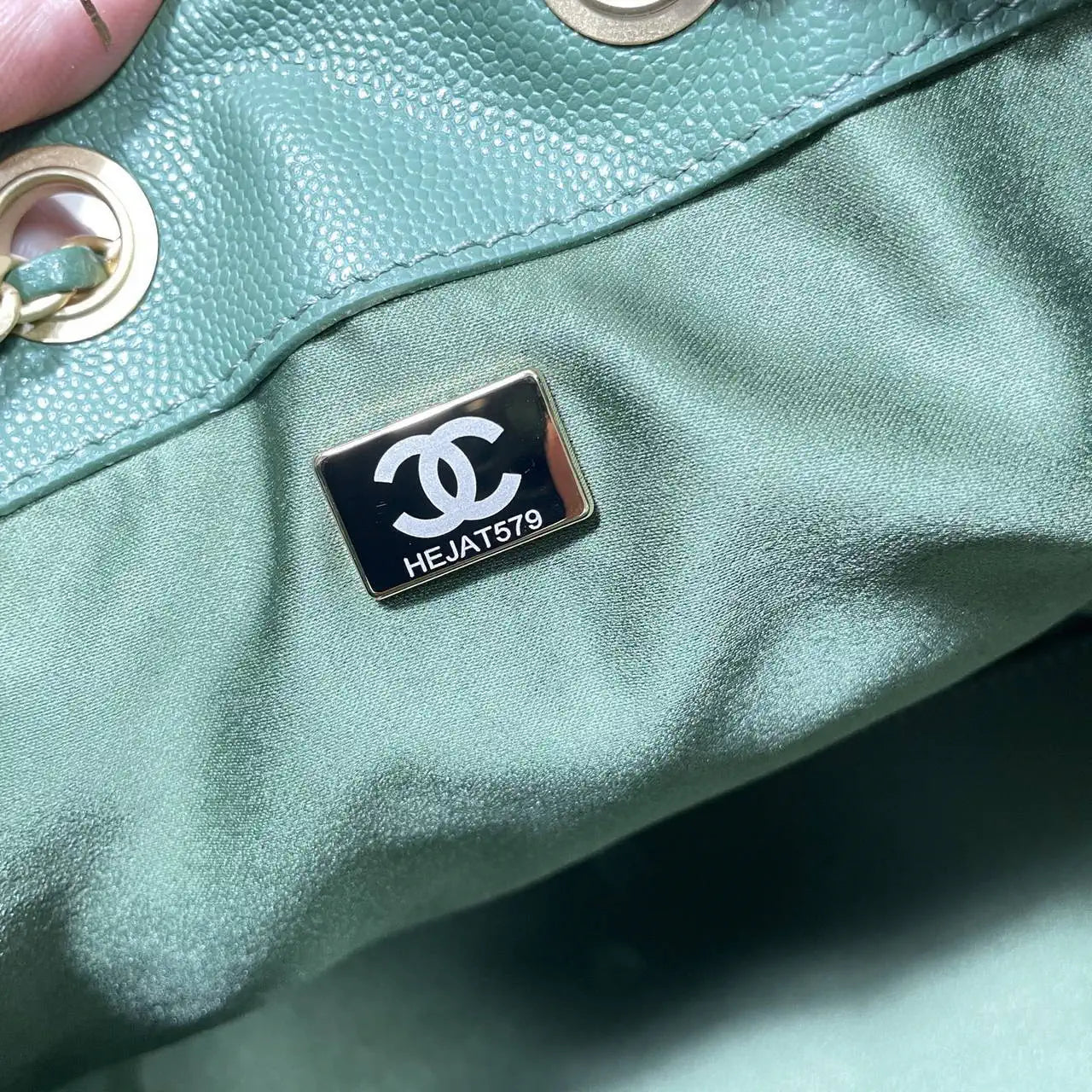 Chanel AS5293 Small Hobo Calfskin & Gold-Tone Metal Deep Green