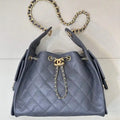 Chanel AS5293 Small Hobo Calfskin & Gold-Tone Metal Gray