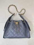 Chanel AS5293 Small Hobo Calfskin & Gold-Tone Metal Gray