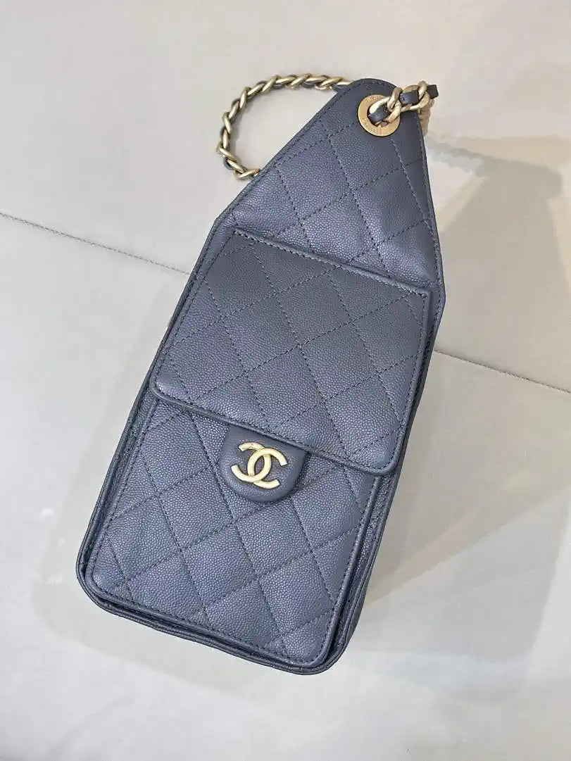 Chanel AS5293 Small Hobo Calfskin & Gold-Tone Metal Gray