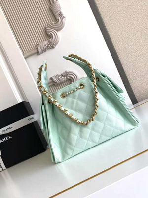 Chanel AS5293 Small Hobo Calfskin & Gold-Tone Metal Green - Default Title - View 1