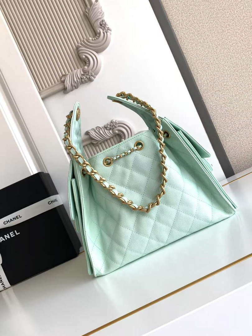 Chanel AS5293 Small Hobo Calfskin & Gold-Tone Metal Green
