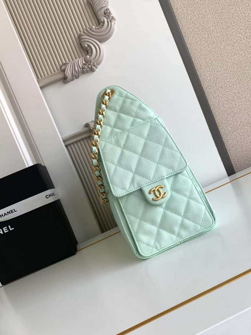 Chanel AS5293 Small Hobo Calfskin & Gold-Tone Metal Green