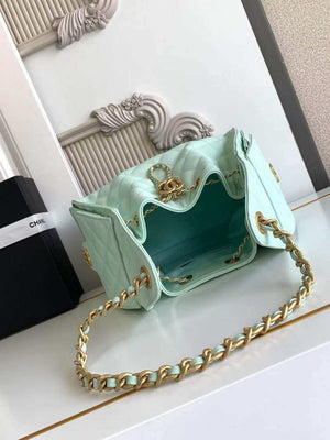 Chanel AS5293 Small Hobo Calfskin & Gold-Tone Metal Green - Default Title - View 5