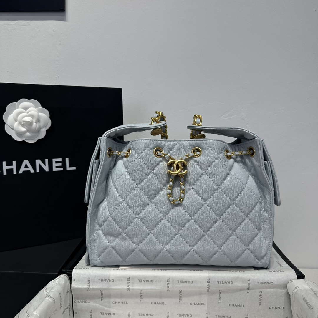 Chanel AS5293 Small Hobo Calfskin & Gold-Tone Metal Ligth Blue - Default Title - View 1
