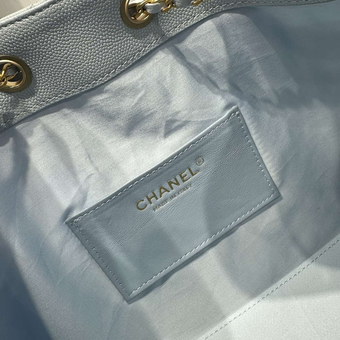 Chanel AS5293 Small Hobo Calfskin & Gold-Tone Metal Ligth Blue